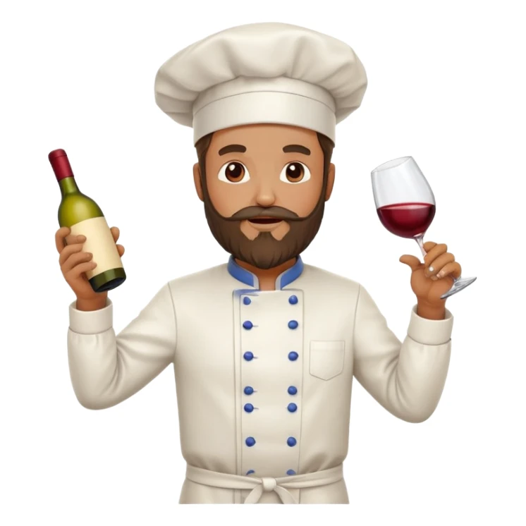 Bearded disco dancing chef with a bottle of wine sticker
