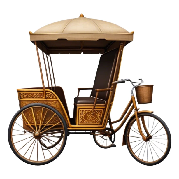 ​Cinematic Realistic Cyclo Rickshaw, depicted as a classic manually operated tricycle-style rickshaw with a simple, rustic design and intricate details, rendered with realistic textures and natural urban lighting that captures its cultural charm and timeless functionality, sticker