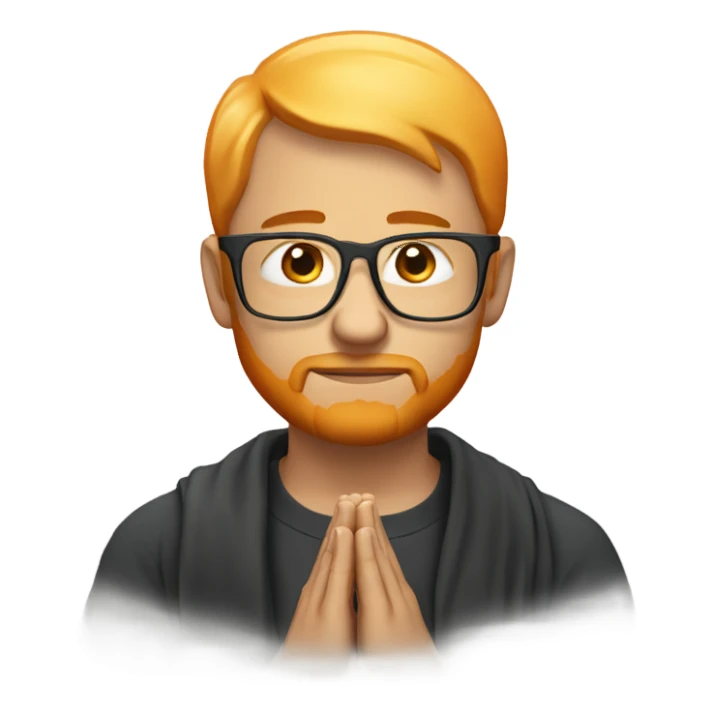 man with orange beard and short blond hair as he praying with orange glasses  sticker