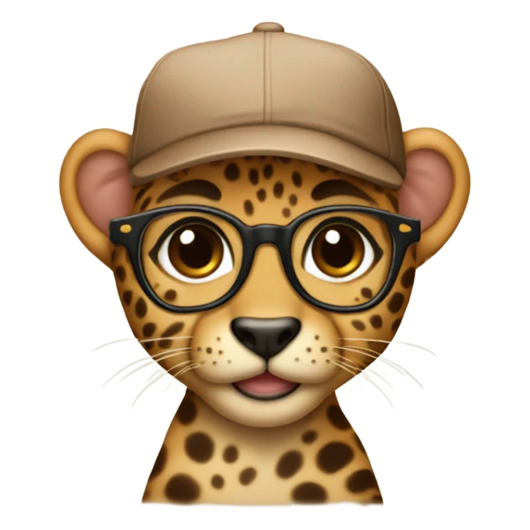 baby cheeta with brown cap, brown-lens glasses sticker