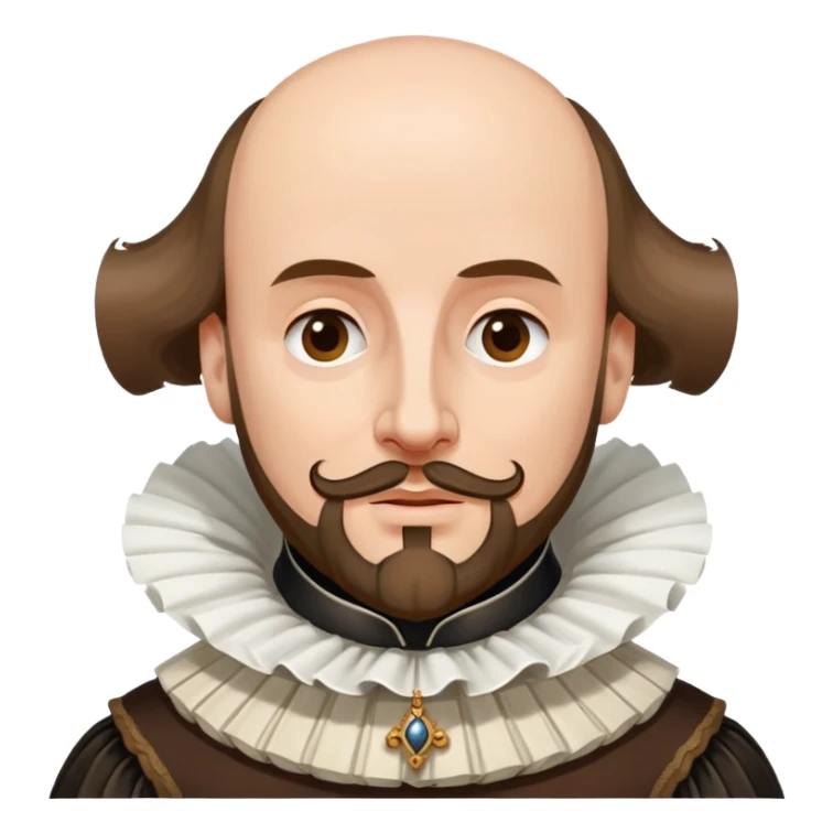 William Shakespeare portrait with elizabethan ruff collar and balding head with hair on sides sticker