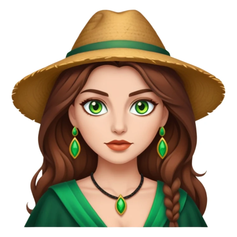 Bruja sexy de tez blanza cabello castaño y ojos verdes  sticker