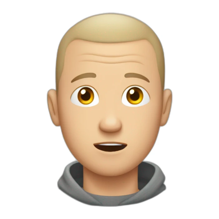 tired white man with buzz cut in gray sweatshirt is very very very scared sticker