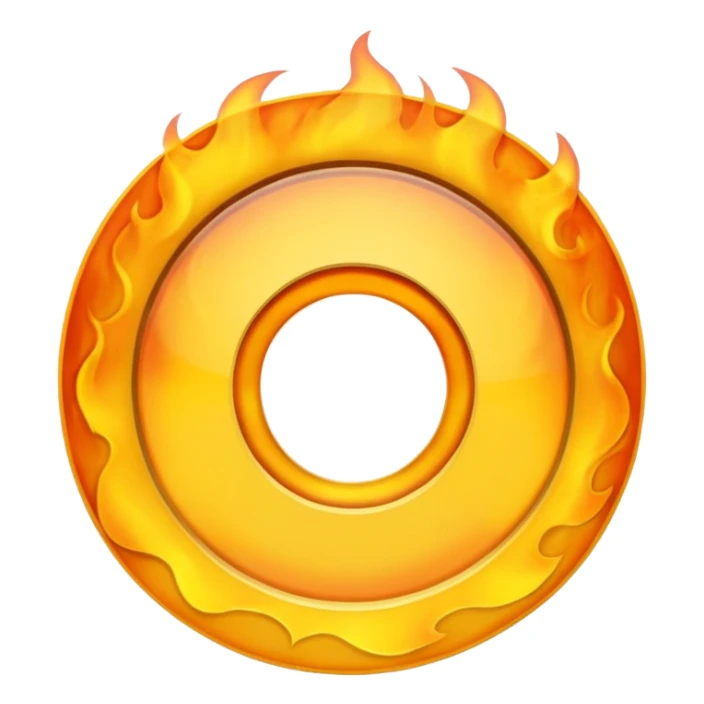 A minimalist CD disc with a subtle fire design, yellow flames, with a circle in the middle and a hole in the center sticker