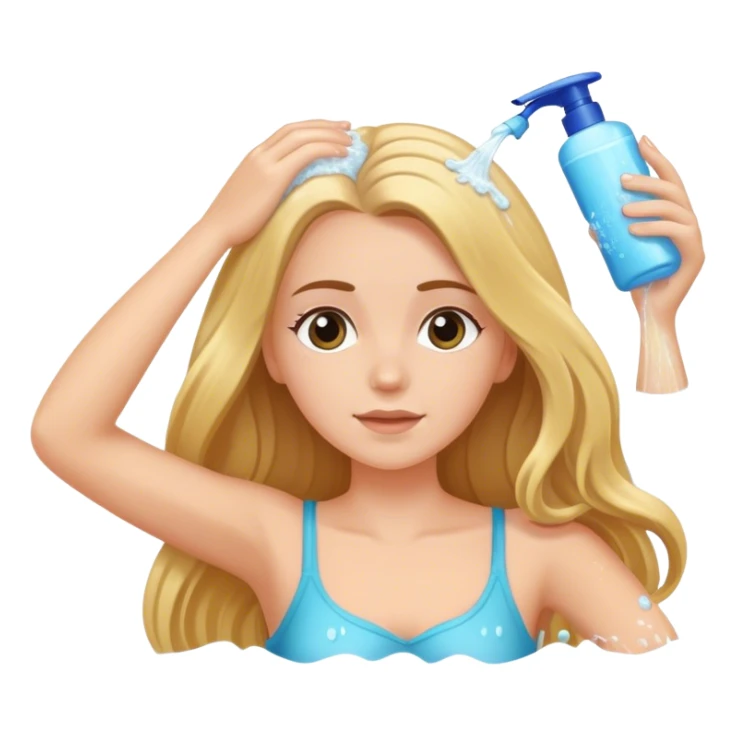 White girl washing hair with shampoo sticker