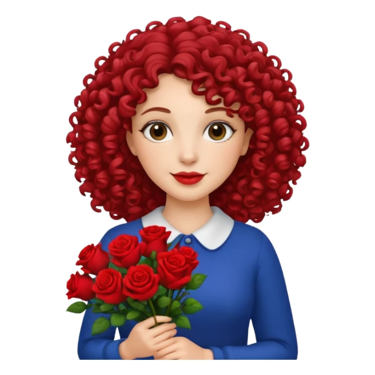 curly woman flower-holding person bouqet sticker