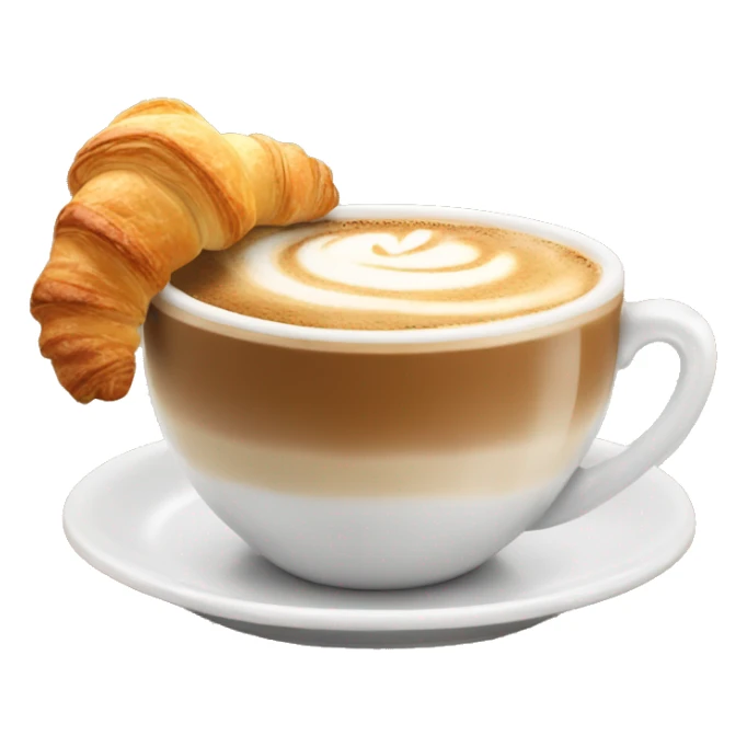 Cup of cappuccino with croissant sticker