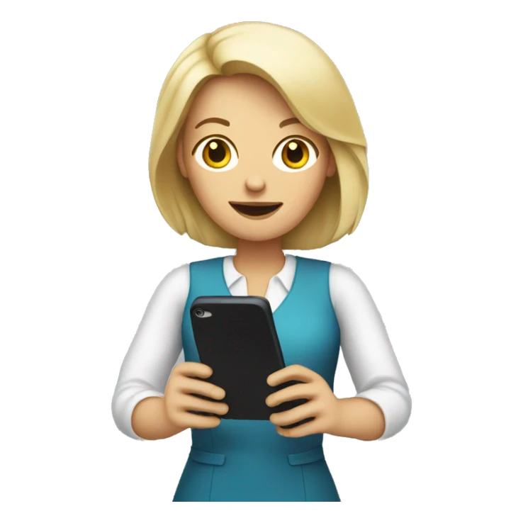 white woman holding big phone sticker