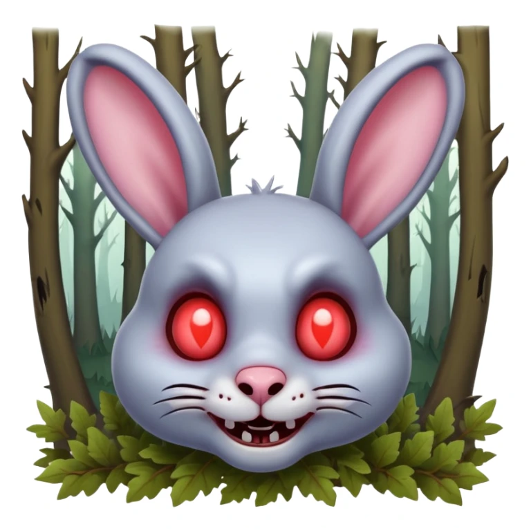 zombie rabbit portrait, head and shoulders only, stitched ears, creepy cute smile, glowing eyes, undead forest vibe, 3D cartoon, mobile game icon style, clean background, no text, no watermark
 sticker