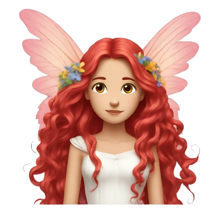 big wings, flower, Beautiful, fairy, red, long hair sticker