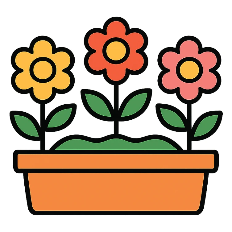 flower bed color outline icon style sticker