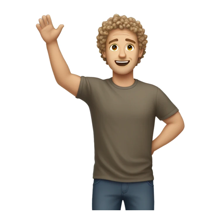 normal white man, short curly hair surrendering, hands up in the air  sticker