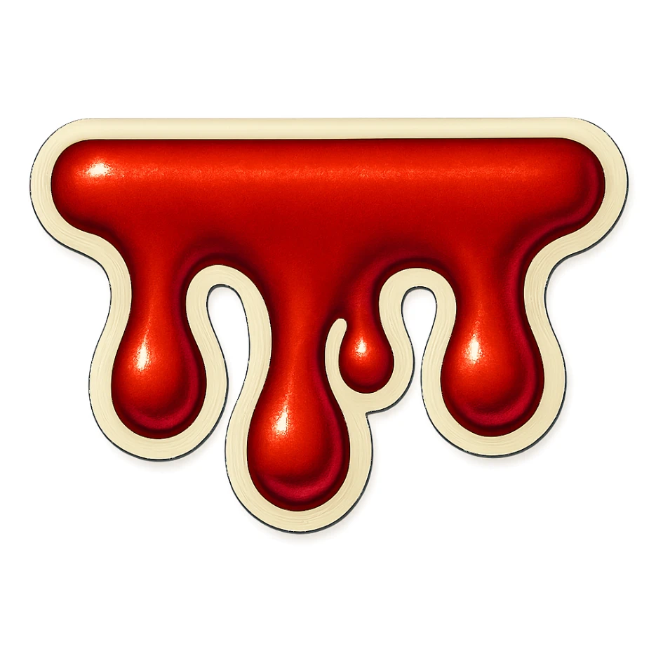 blood drips, extremely short and wide, retro sticker style sticker