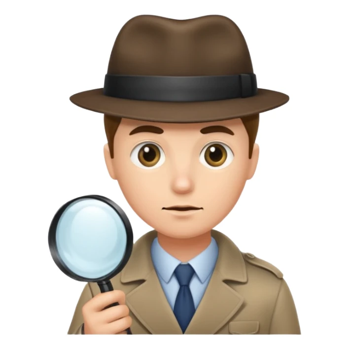 a detective looking at something with magnifying glass sticker