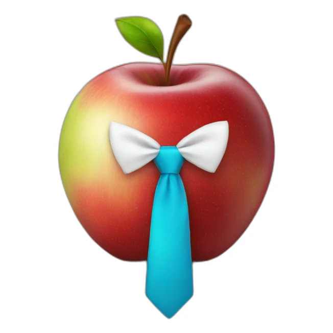 apple with tie sticker