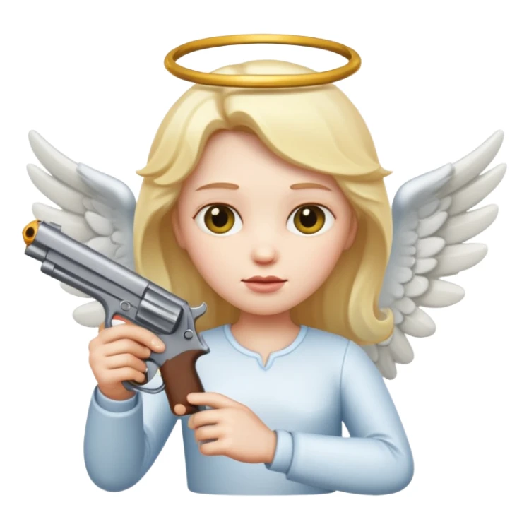 Emoji de ángel con pistola sticker