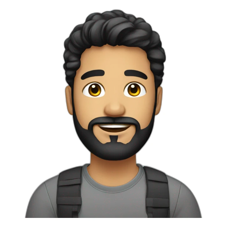 graphic designer, 35 years old, latino, men, black hair, beard sticker