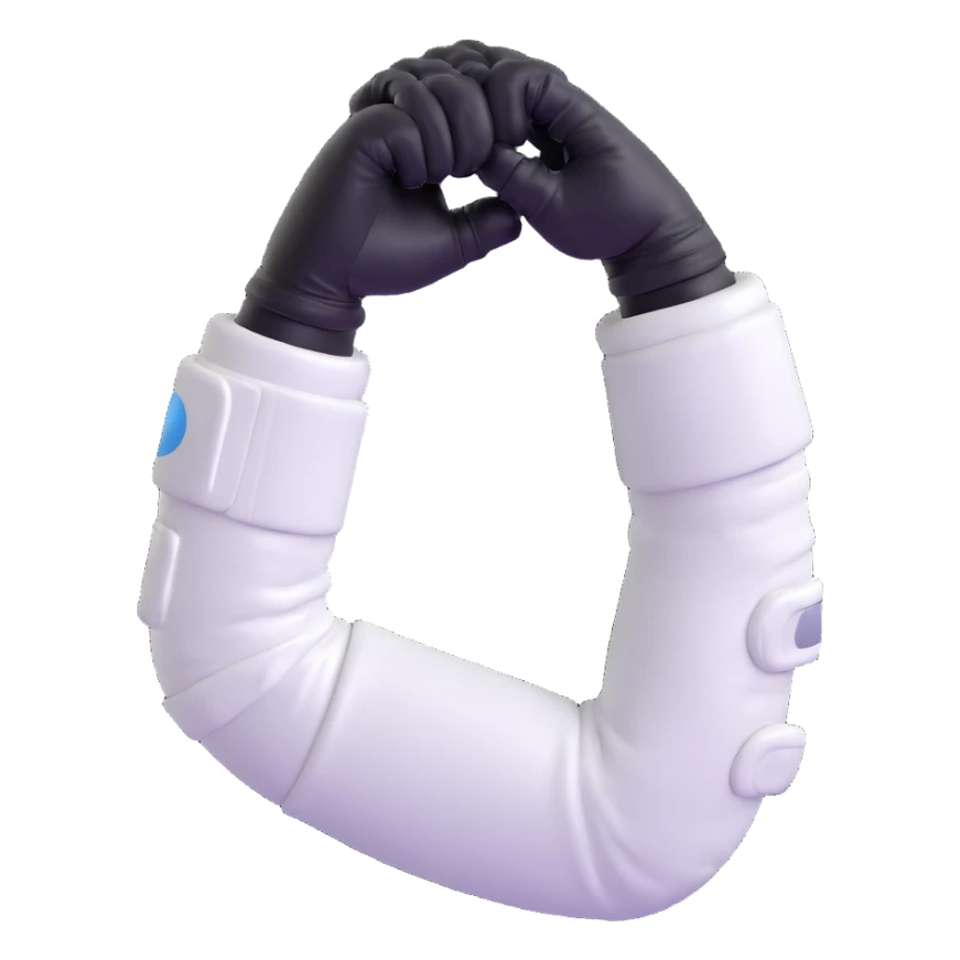 flexed biceps arm with white sleeve and astronaut gloves sticker