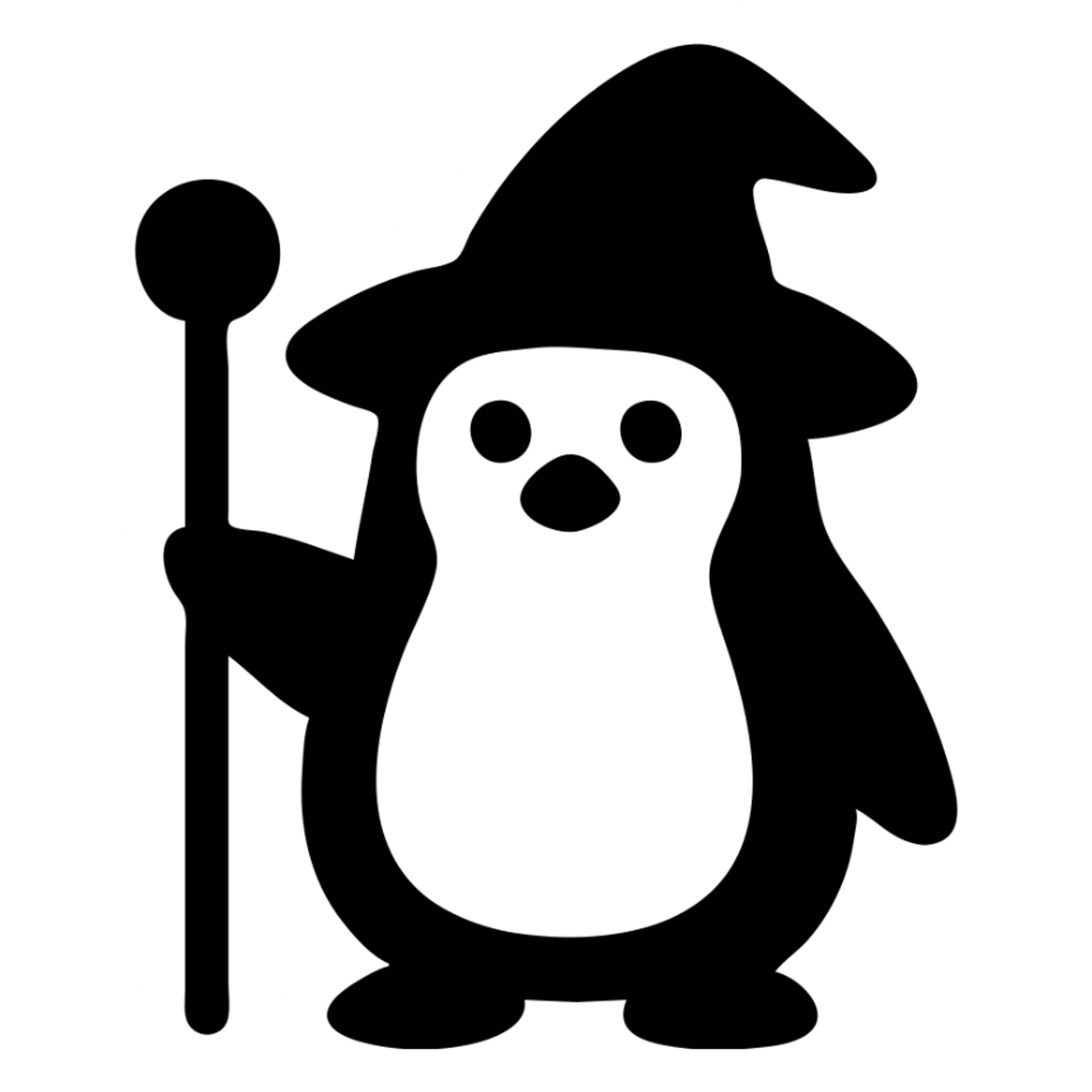 penguin in wizard costume with staff sticker