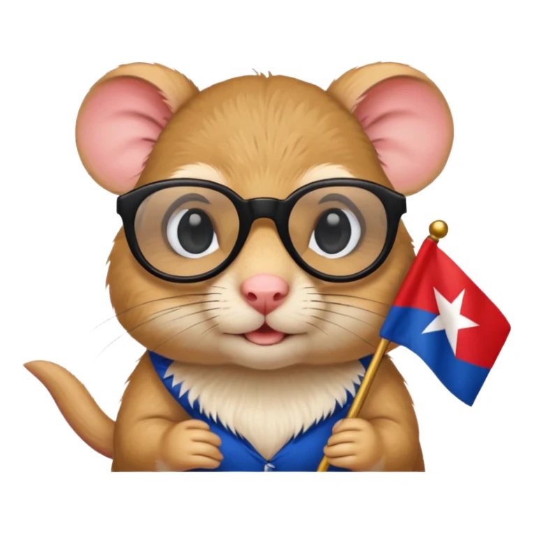 A gerbil holding a Cuban flag wearing black glasses  sticker