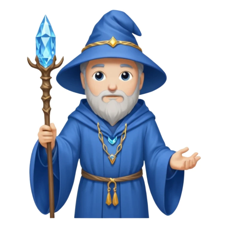 Wizard in blue robe with crystal-topped staff sticker