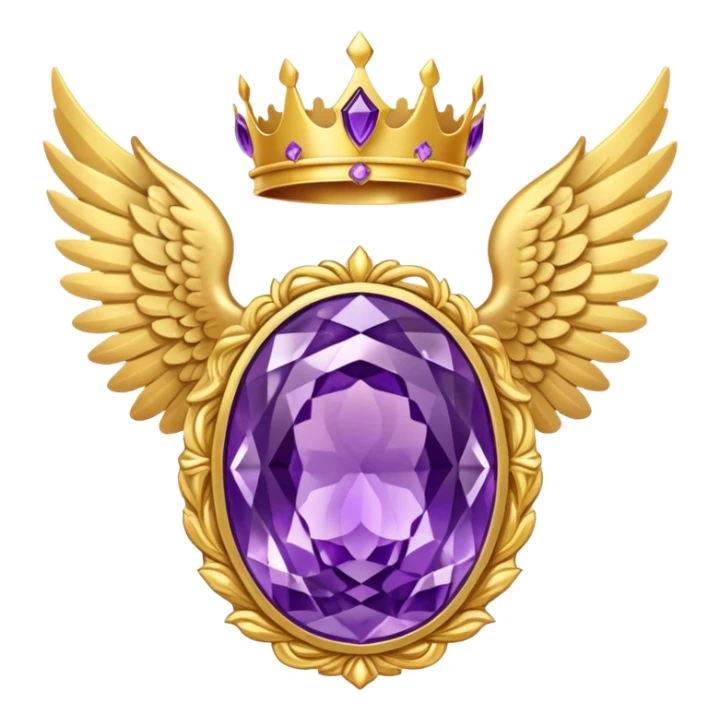 Big complex amethyst stone award-in-frame-decorated-with-big-golden-angel--wings and crown sticker