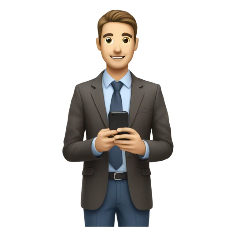 a man with a smartphone showing charts sticker