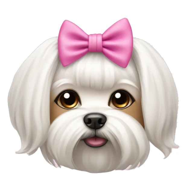 Maltese dog with a pink top knot bow  sticker
