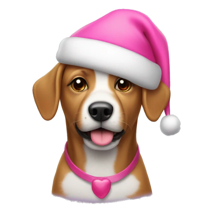 Dog wearing a pink Santa hat sticker