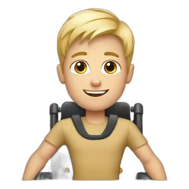 blonde boy in powered wheelchair sticker