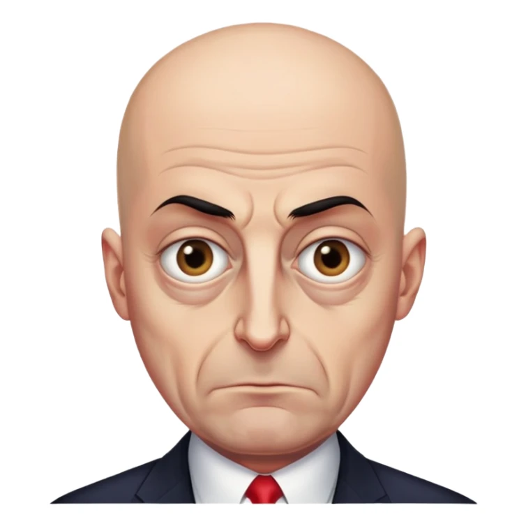 Steven Miller, Trump advisor, bald, very grim expression, pronounced sagging eyelids drooping on the outer sides sticker