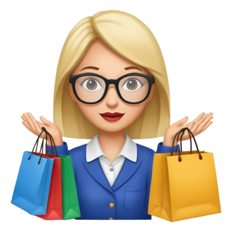 gincer woman with glasses holding shopping bags sticker