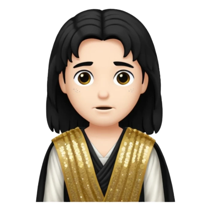 Pluto from Roman Deities with long black hair, black sequin toga sticker