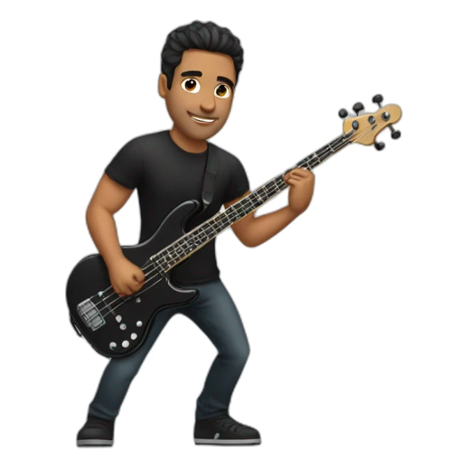 strong latin man, in black shirt, playing electric bass sticker