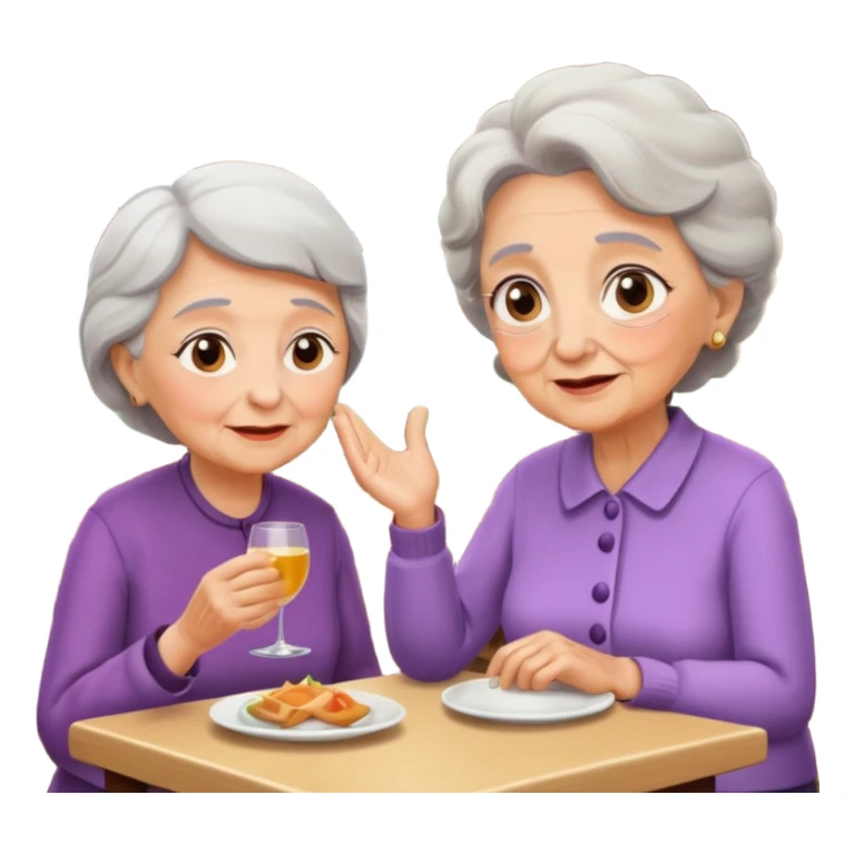 conversación dentro de un restaurant  dos personas y una de las persoans sea una abuela sticker