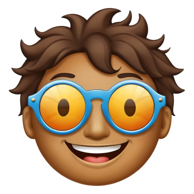 smiling face with star-shaped sunglasses, funky and bold like Bootsy Collins sticker