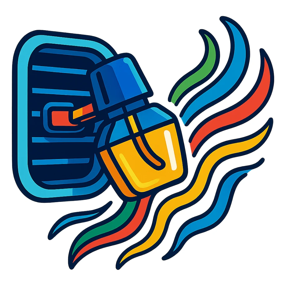 colorful and dynamic illustration of a modern car diffuser in action sticker
