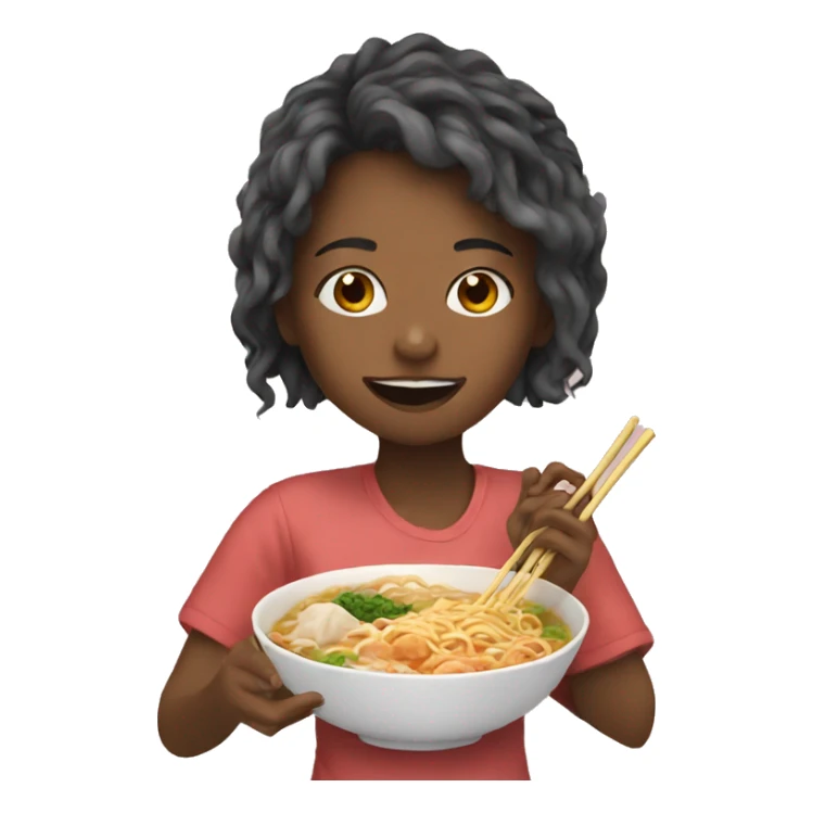 a girl eating ramen sticker