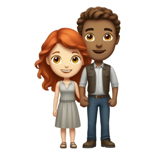 Brown hair man and red hair girl sticker