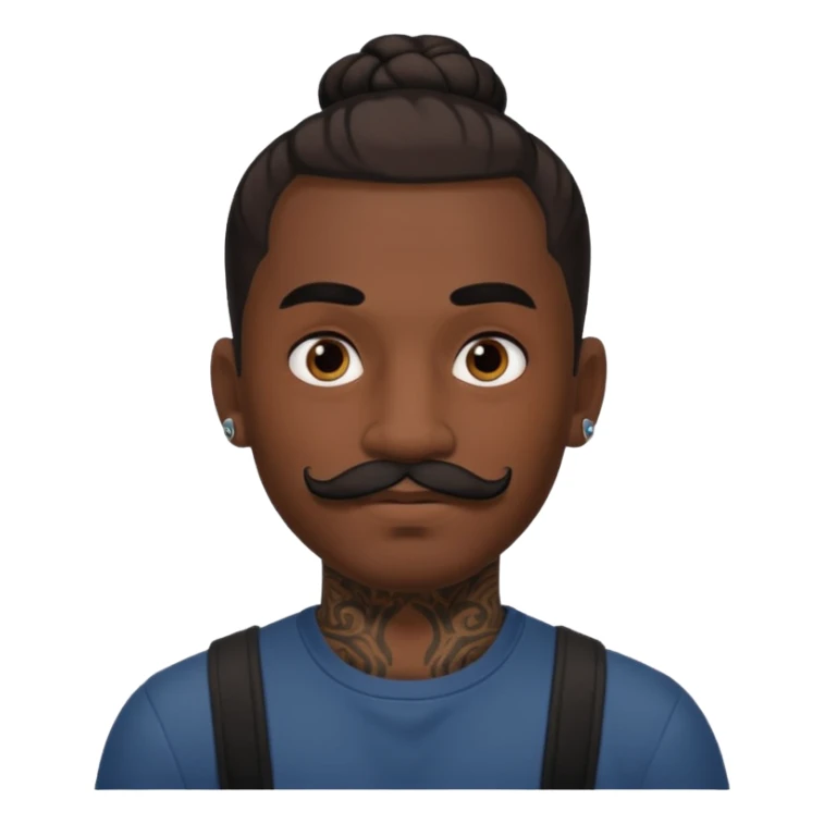 bun hair man and mustache and face tattoos very heavy sticker