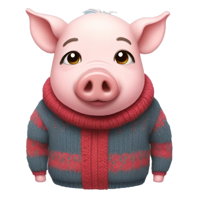 Pig wearing a sweater sticker