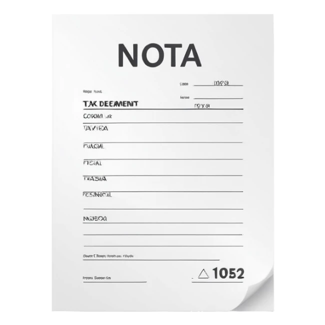 white paper tax document with subtle 'NOTA FISCAL' text, simple and expressive sticker
