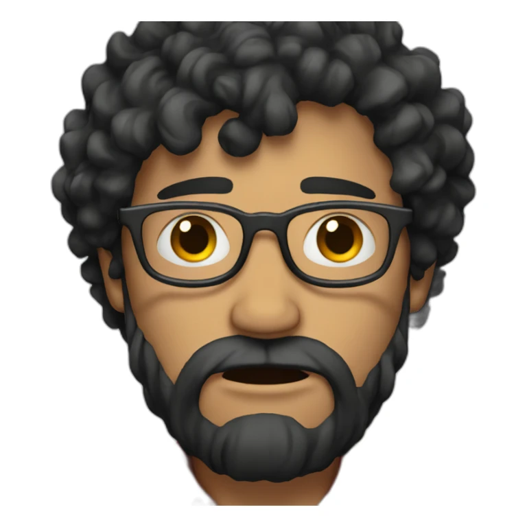 Crying man with beard, glasses, black curly hair and red plaid shirt sticker