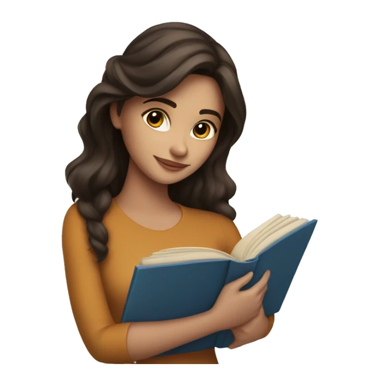 beautiful brunette girl hugging a book sticker