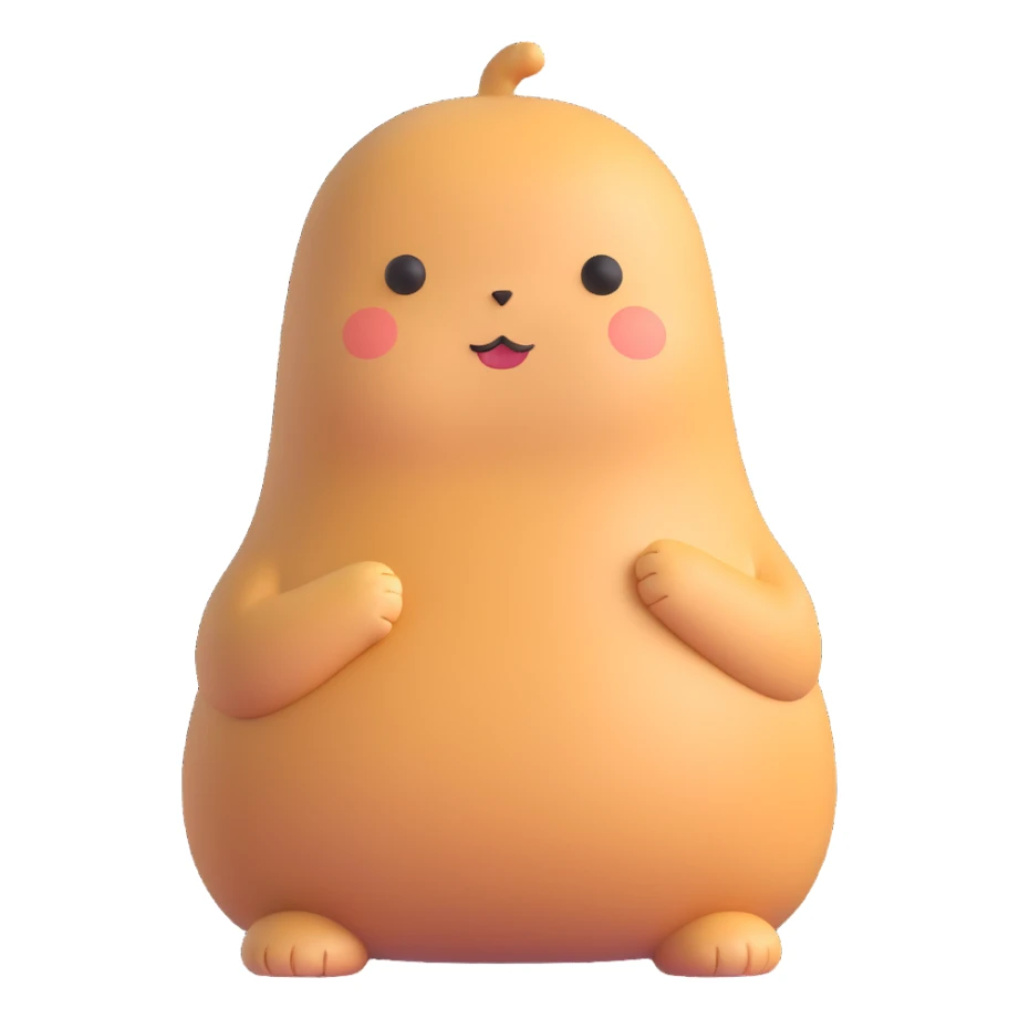3D character of a cute peanut, no facial expression, slightly chubby sticker