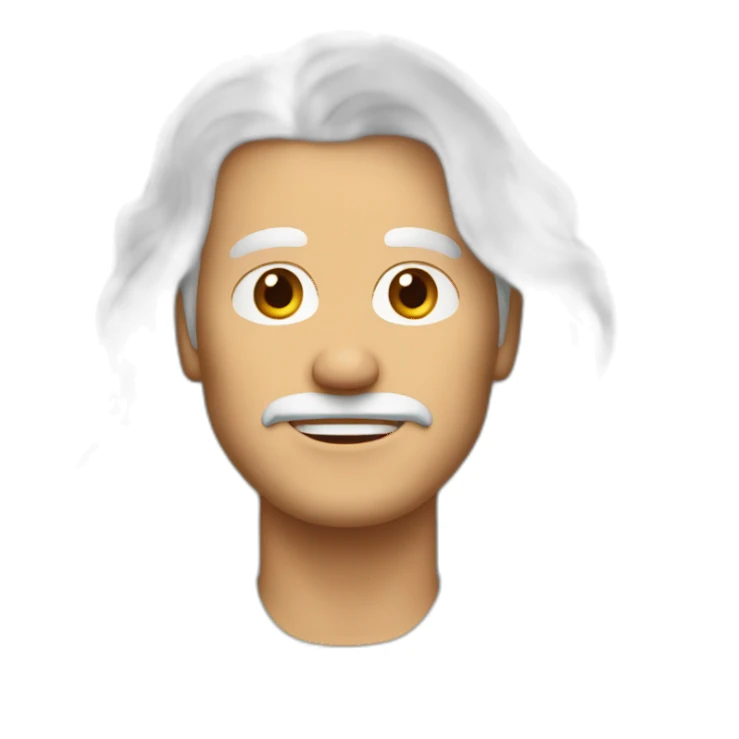 Man with long white hair, he has brown bread sticker
