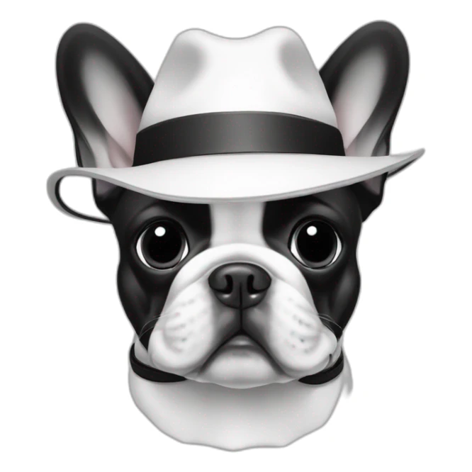 French bulldog with traveler hat black and white sticker