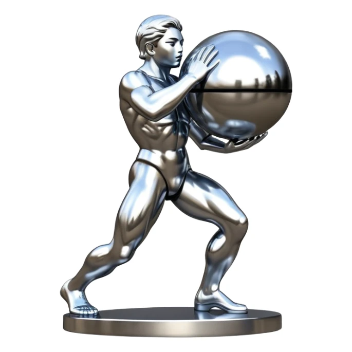 sorayama Sisyphus carrying big sphere on his back sculpture sticker