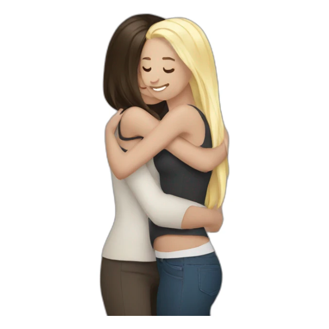 woman brunette hugging woman blonde sticker