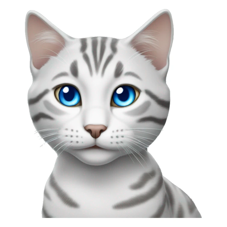 White and grey tabby cat with blue eyes  sticker